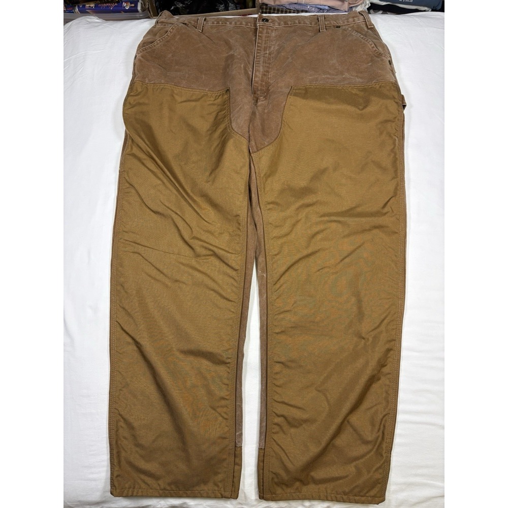 VTG Carhartt B182 BRN Double Front Field Pants Men 42x32 Brown Duck Canvas Gorp